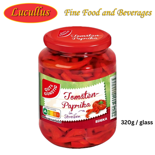 GUT & GÜNSTIG - TOMATEN-PAPRIKA-STREIFEN / PAPRIKA-STREIFEN 320G