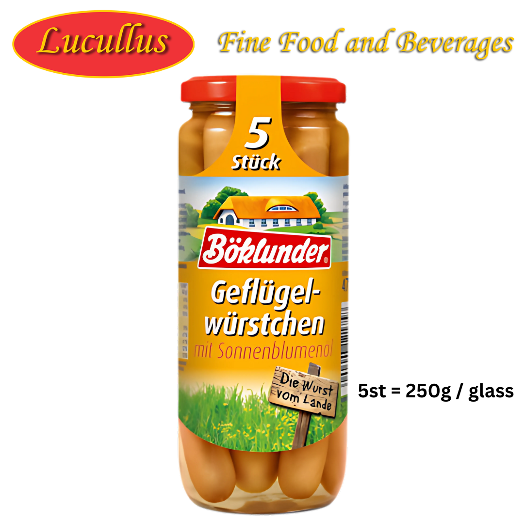 Boeklunder - Gefluegel Bockwurst Extra Zart / Poultry Sausages 5 stuck = 250g
