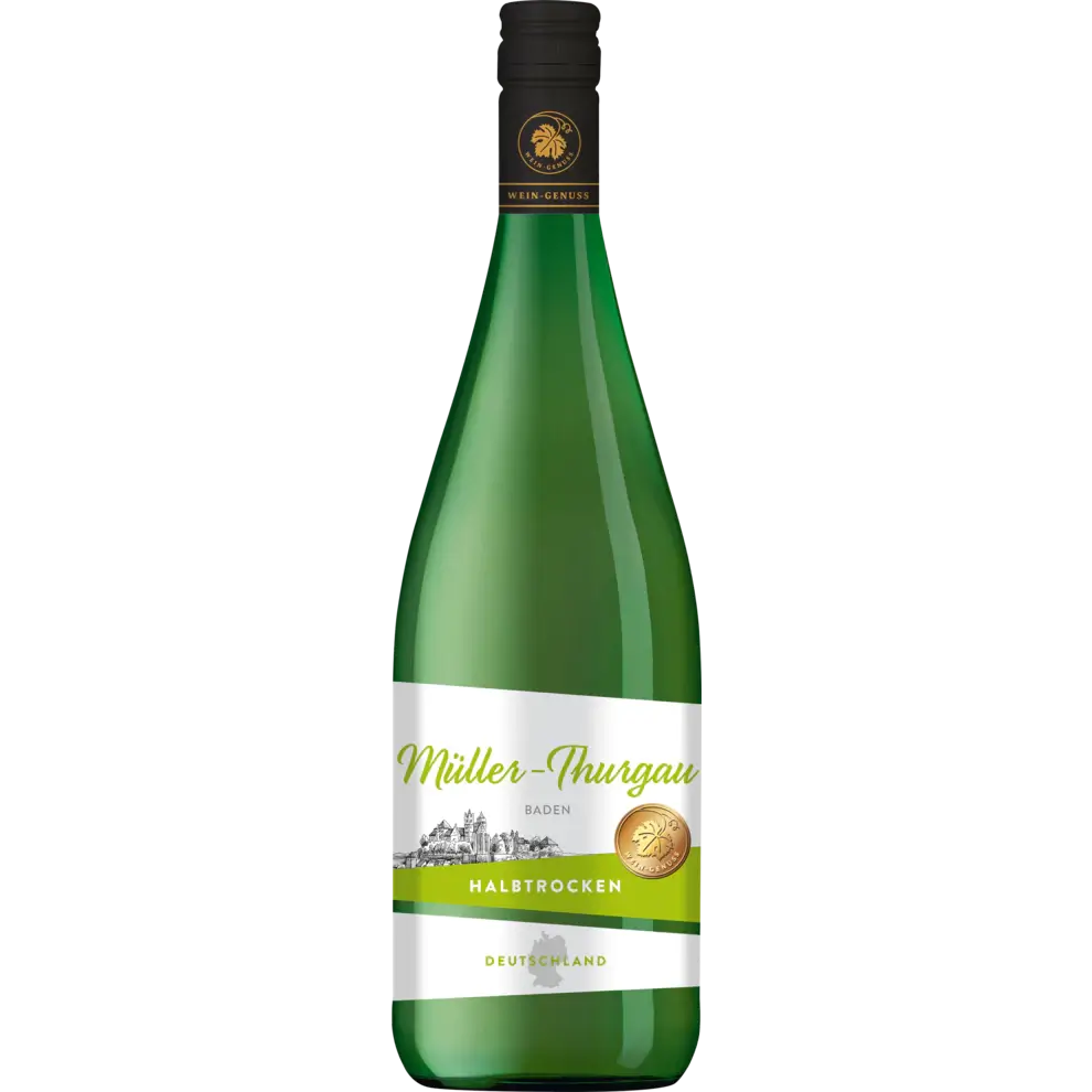 Wein-Genuss - Baden Muller-Thurgau Medium dry - 1000 ml btl / Muller-Thurgau halbtrocken