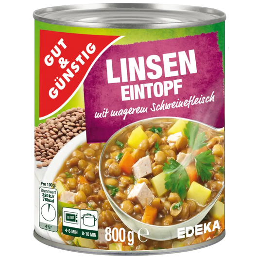 G+G - Lentil Stew - 800 g can / Linsentopf