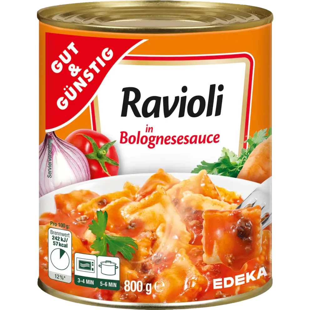 G+G - Ravioli in Bolognese Sauce - 800 g can / Ravioli in Bolognesesoße