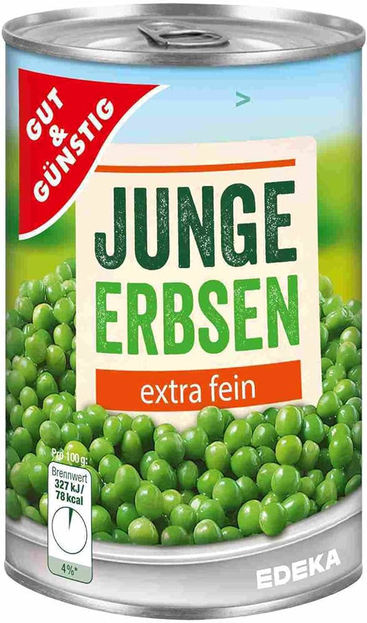 Peas extra young/ Erbsen sehr fein G+G 400 g Can/Dose