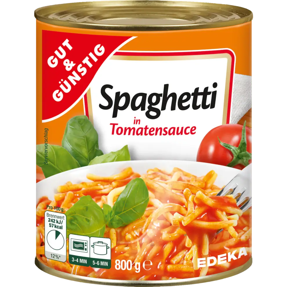 G+G - Spaghetti in Tomato Sauce - 800 g can / Spaghetti in Tomatensoße