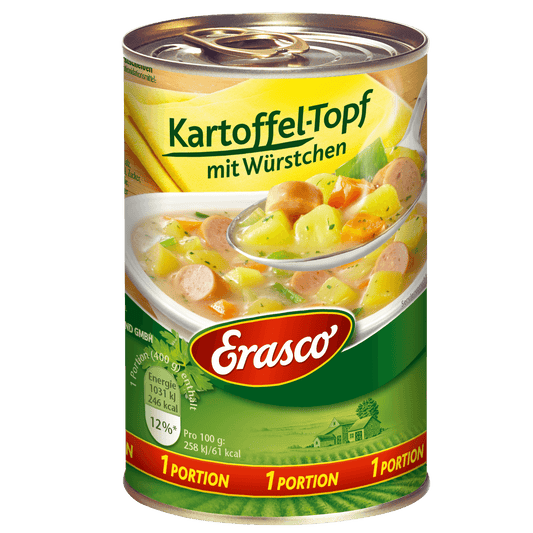 Erasco - Potato Soup with Sausages - 800 g can / Kartoffelsuppe mit Würstchen