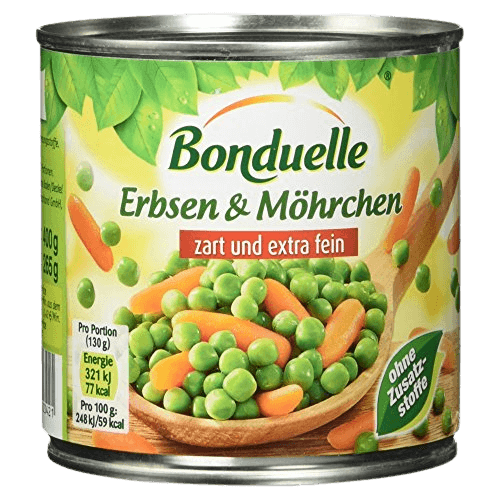 Bonduelle - Peas & Carrots Extra Young 850 g can / Erbsen & Moehren sehr fein