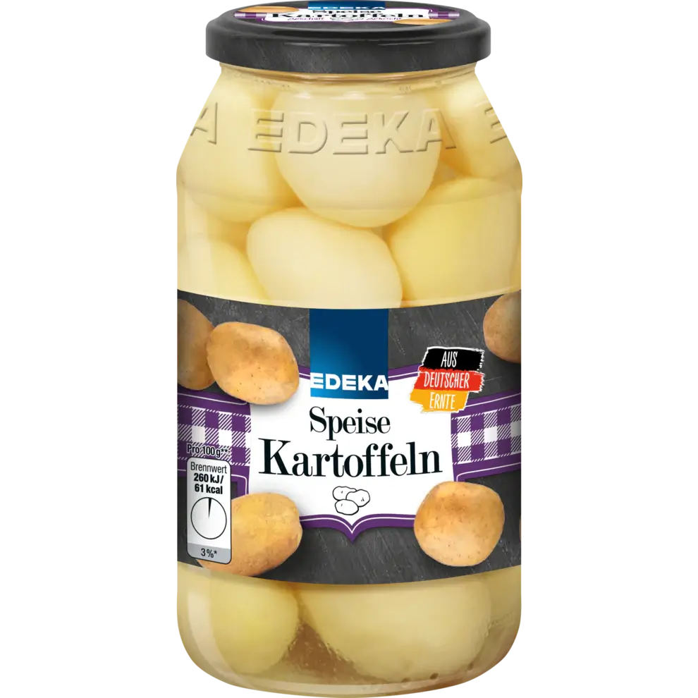 Edeka - Potatoes Peeled - 680 g glass / Speise Kartoffeln