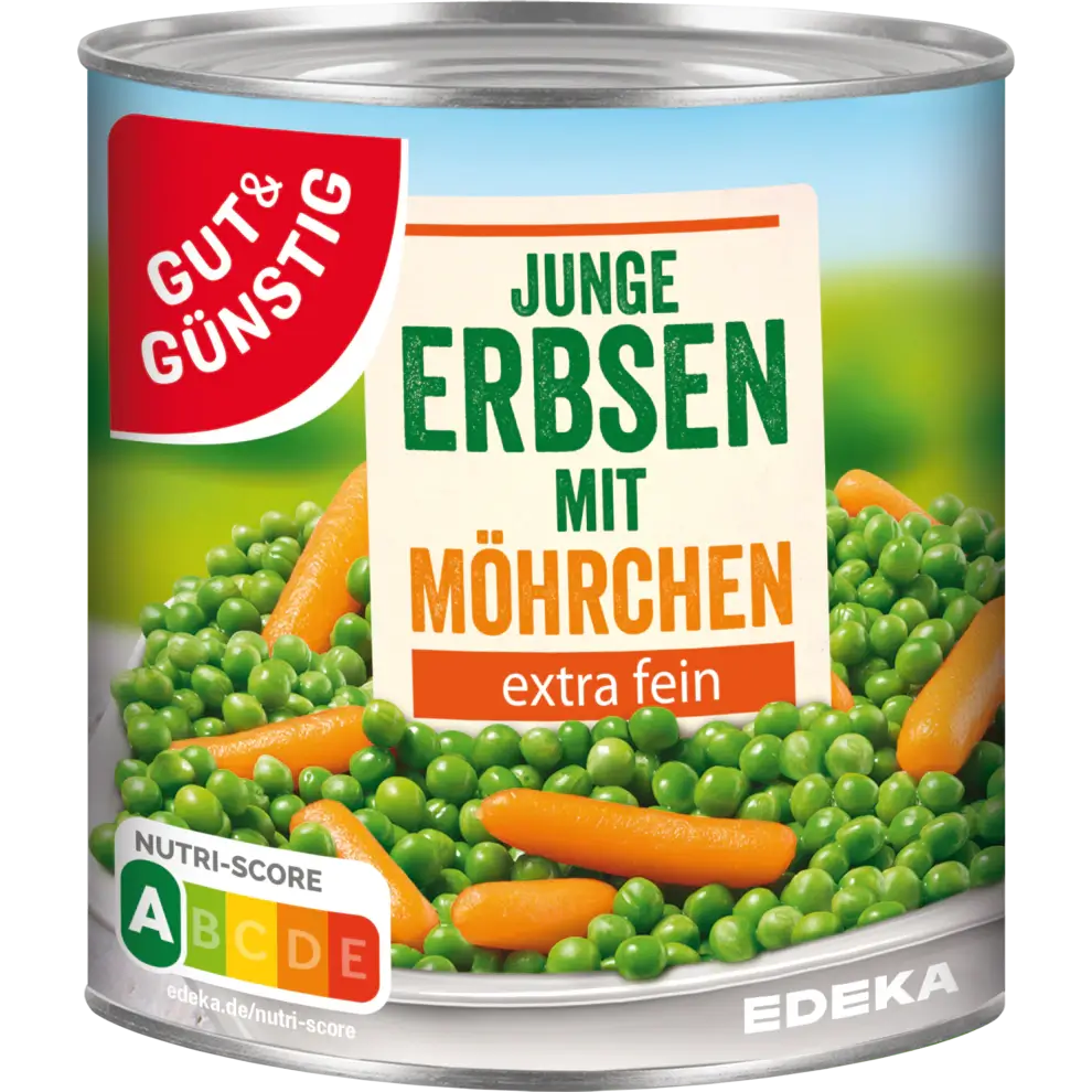 G+G - Peas & Carrots Extra Young 800 g can / Erbsen & Möhren sehr fein