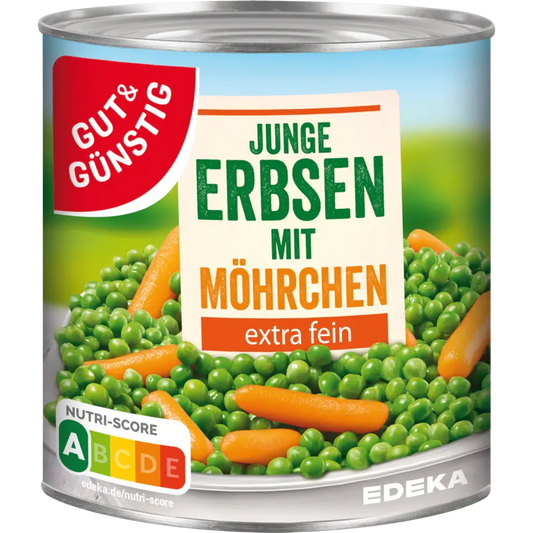 G+G - Peas & Carrots Extra Young 800 g can / Erbsen & Möhren sehr fein