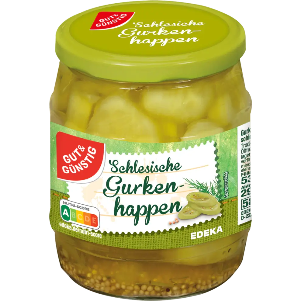 G+G - Pickles Thick Slices "Silesian Style" - 520 g glass / Dicke Gurkenscheiben Schlesische Art Gurken Happen