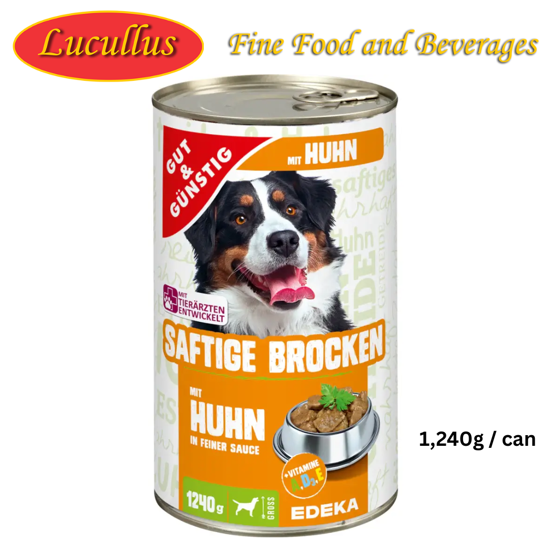 GUT & GÜNSTIG - DOG : SAFTIGE BROCKEN MIT HUHN IN FEINER SOßE / JUICY CHUNKS CHICKEN IN FINE SAUCE 1,240G