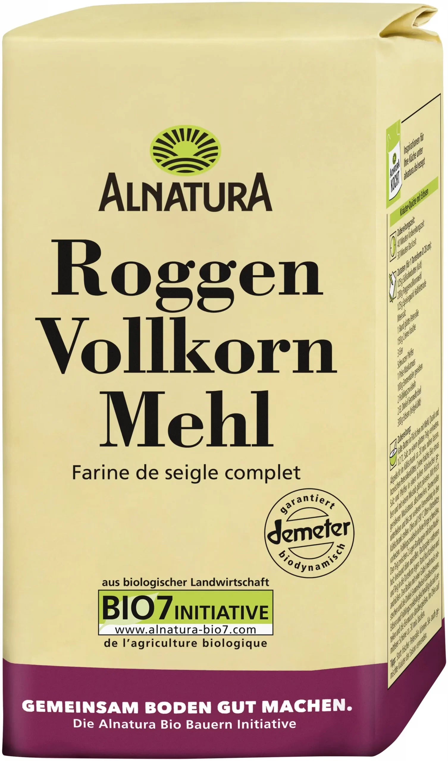 Alnatura - Organic Whole Rye Flour - 1000g pck / Roggen Vollkorn Mehl ...