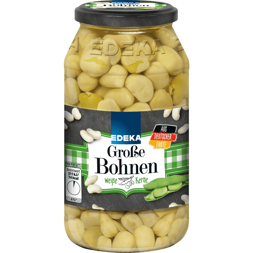 Edeka - Big White Beans - 660 g glass / Grosse Weisse Bohnen