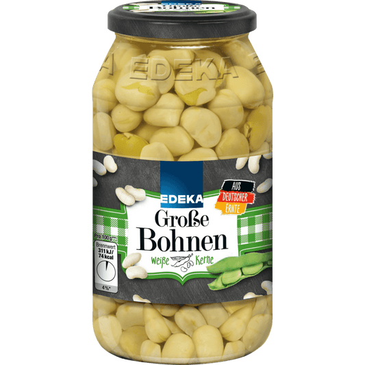 Edeka - Big White Beans - 660 g glass / Grosse Weisse Bohnen