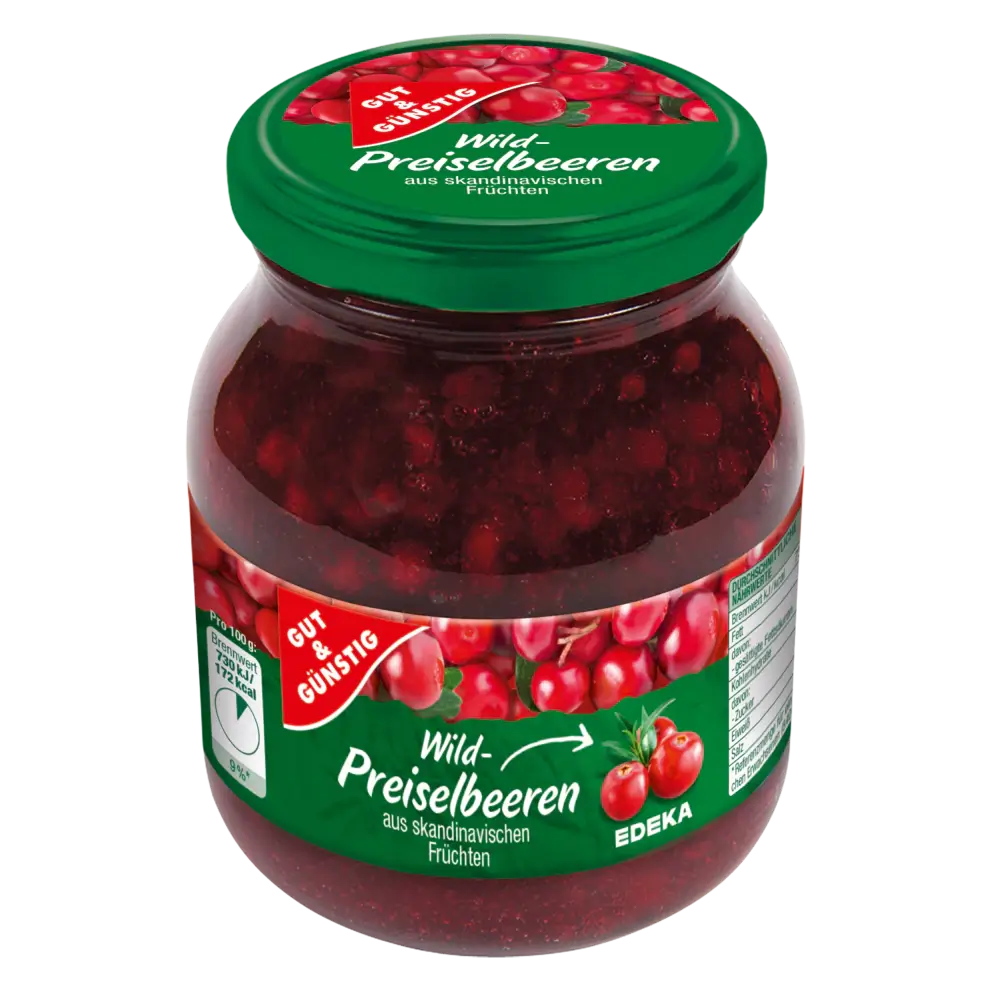 G+G - Cowberries - 400 g glass / Wildpreiselbeeren