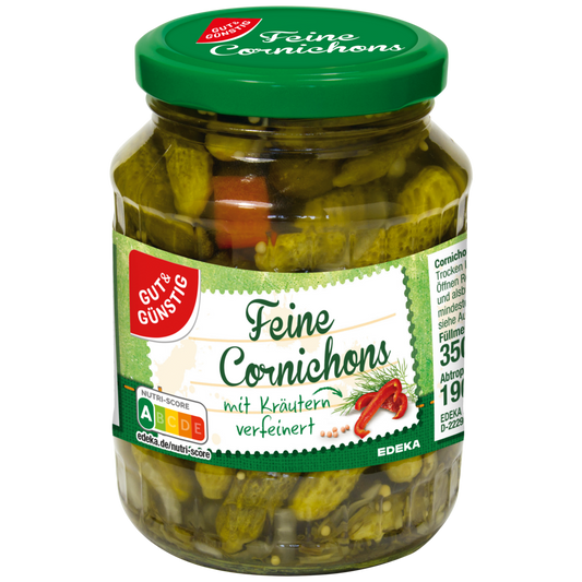 G+G - Cornichons mit Krauter - 350g / Small Gherkins with Kraueuter