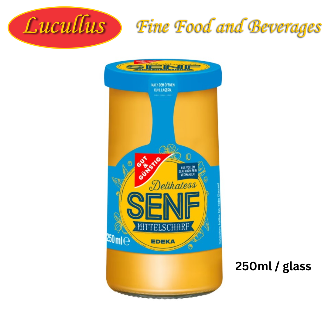 GUT & GÜNSTIG - SENF MITTELSCHARF / MUSTARD MEDIUM HOT 250ML WHISKYGLASS