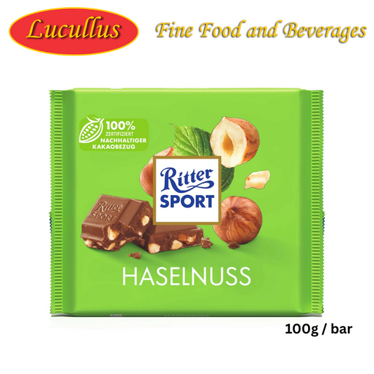 RITTER SPORT - HASELNUSS / SCHOKOLADE MIT HASELNUSSSTÜCKEN 100G