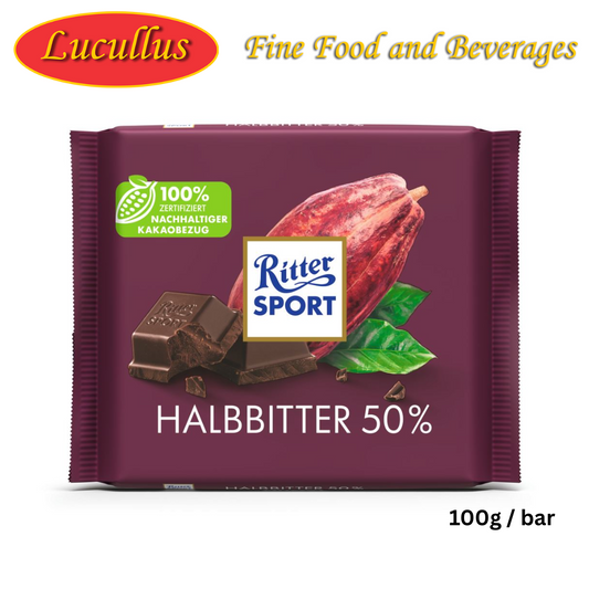 RITTER SPORT HALBBITTER 50% / MILD BITTERE BITTERSCHOKOLADE 100G