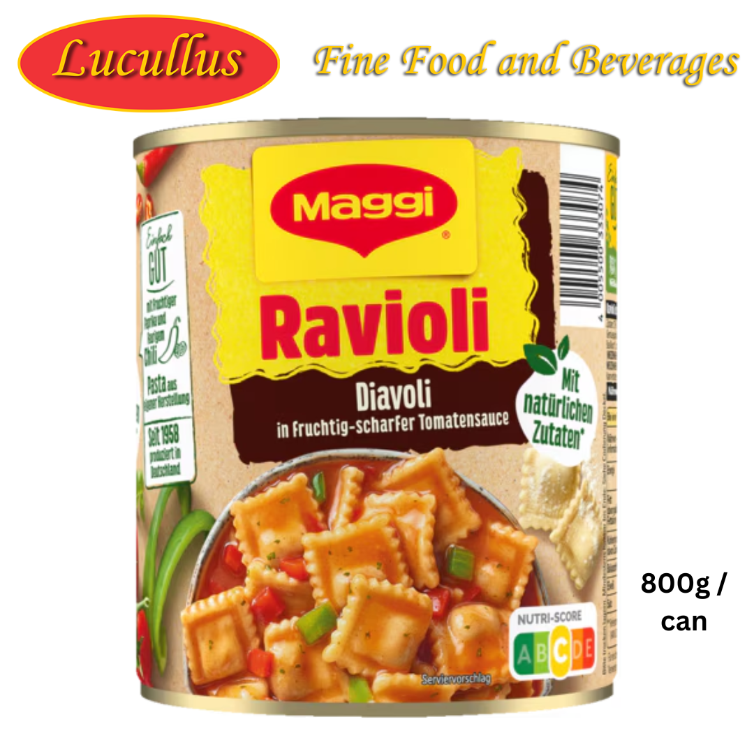 MAGGI - DIAVOLI IN TOMATENSAUCE / RAVIOLI IN FRÜCHTEN - WÜRZIGE TOMATENSAUCE 800G