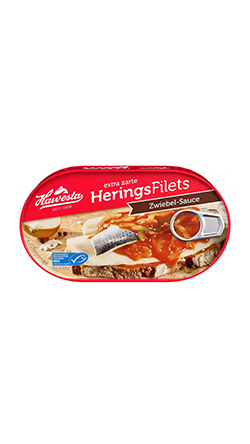 Hawesta - Herrings Fillet with Onion Cream - 200 g / Herings Filets Zwiebel Sauce