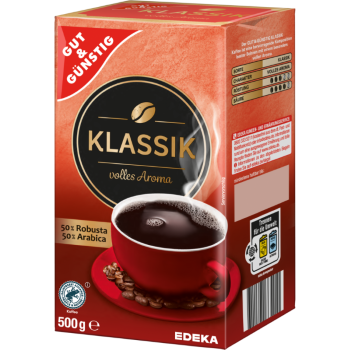 G+G Röstkaffee Klassik 50% Robusta 50%Arabica/ Roasted Coffee Classic 500g