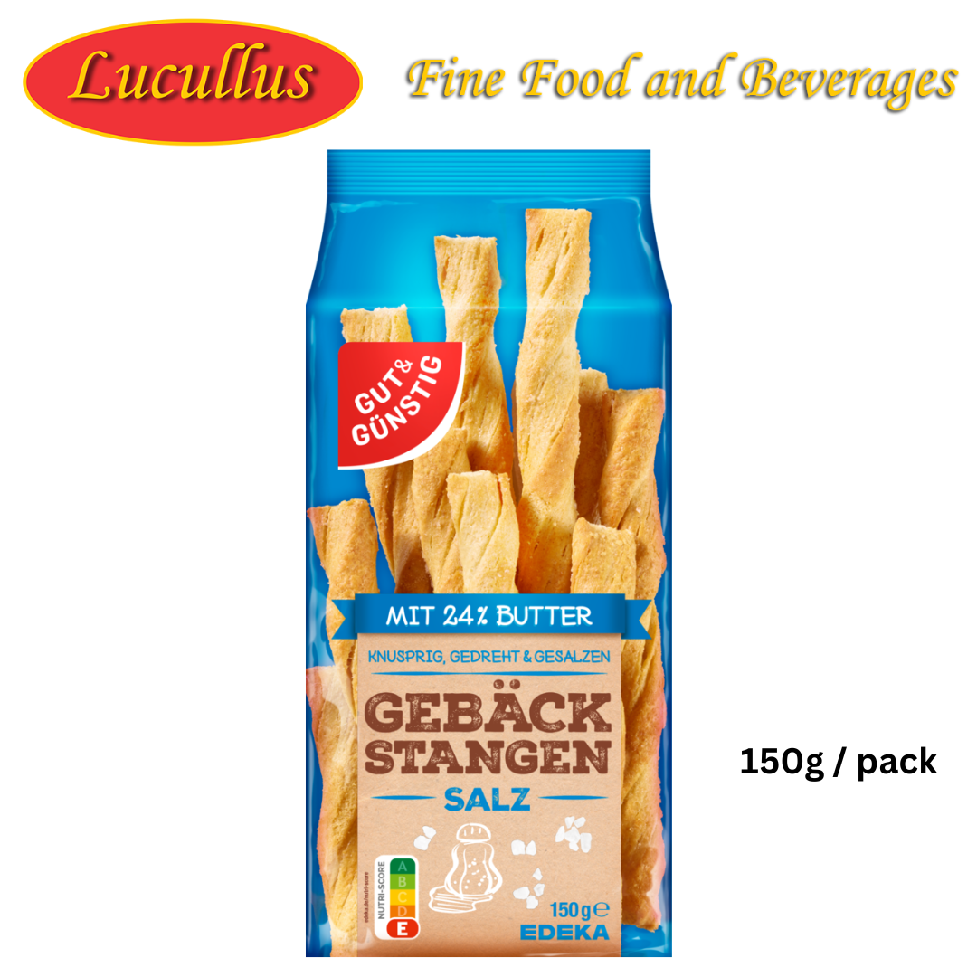 GUT & GÜNSTIG - GEBÄCKSTANGEN SALZ / PASTRY STICKS WITH SALT 150G