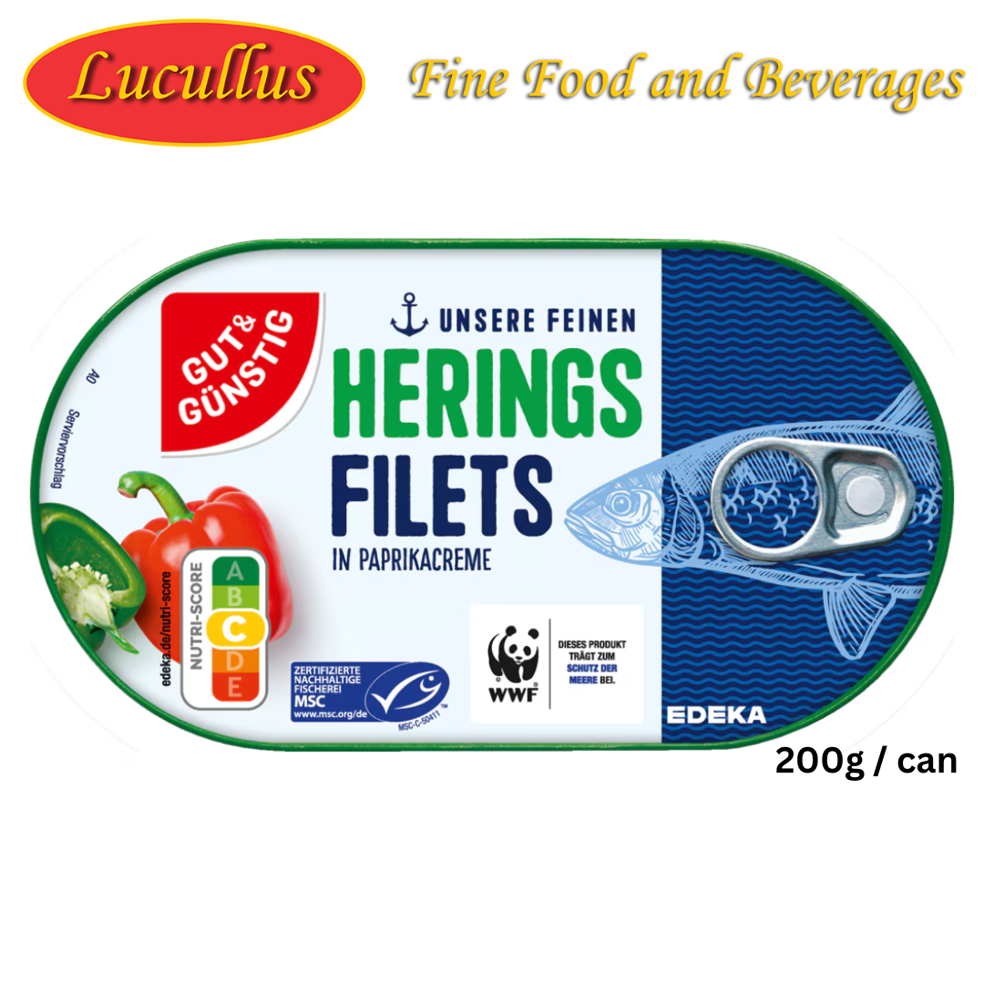 GUT & GÜNSTIG - HERINGS FILETS IN PAPRIKACREME / HERRINGS FILLETS IN PAPRIKA SAUCE 200G