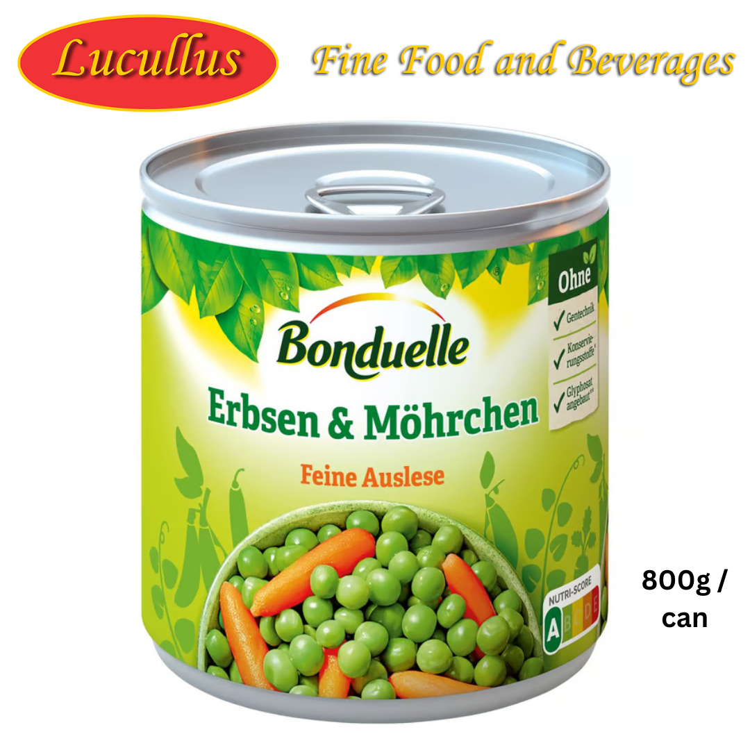 BONDUELLE - ERBSEN & MÖHREN AUSLESE / PEAS & CARROTS VERY FINE 800G