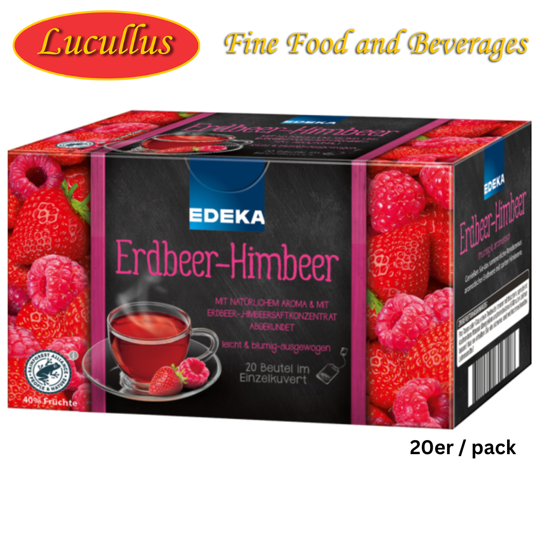 EDEKA - FRÜCHTE TEE ERDBEER-HIMBEER / STRAWBERRY-RASPBERRY FRUIT TEA IN BAGS 20ER
