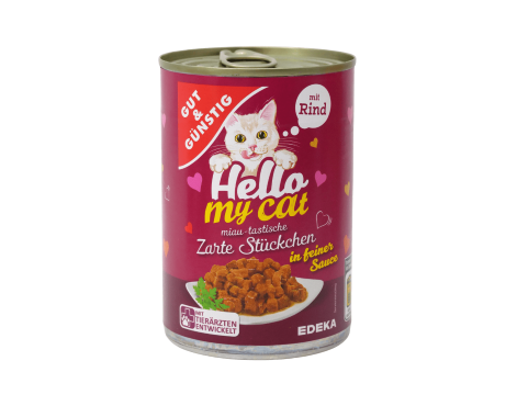 G+G Hello my Cat zarte Stückchen Rind / Delicate pieces of Beef 415g