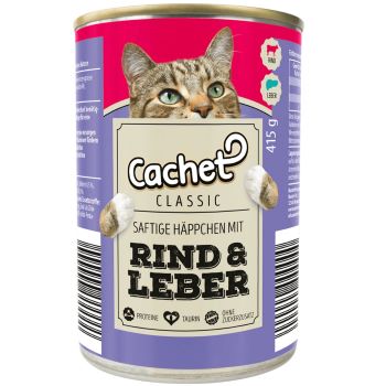 Cahet Classic Saftige Hapchen mit Rind & Leber / Beef & Liver Cat Food 415g