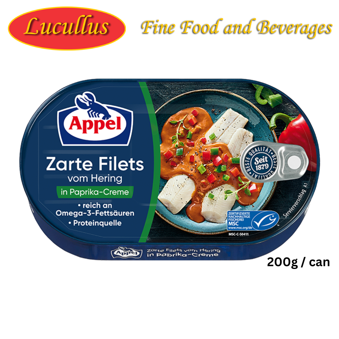 APPEL - HERINGSFILET IN PAPRIKACREME / HERRINGS FILLET IN BELLPEPPER CREAM 200G