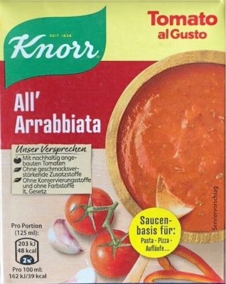 Knorr Tomato Al Gusto All' Arrabiata sauce 370g