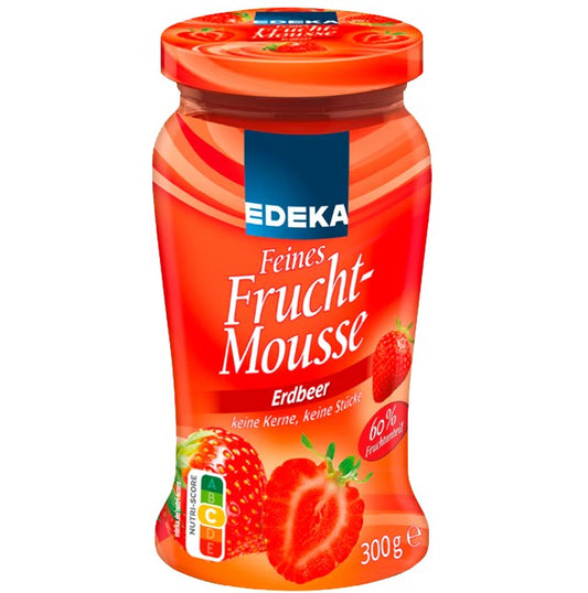 Edeka Feines Frucht Mousse Erdbeer / Fine Fruit Mousse Strawberry 300g