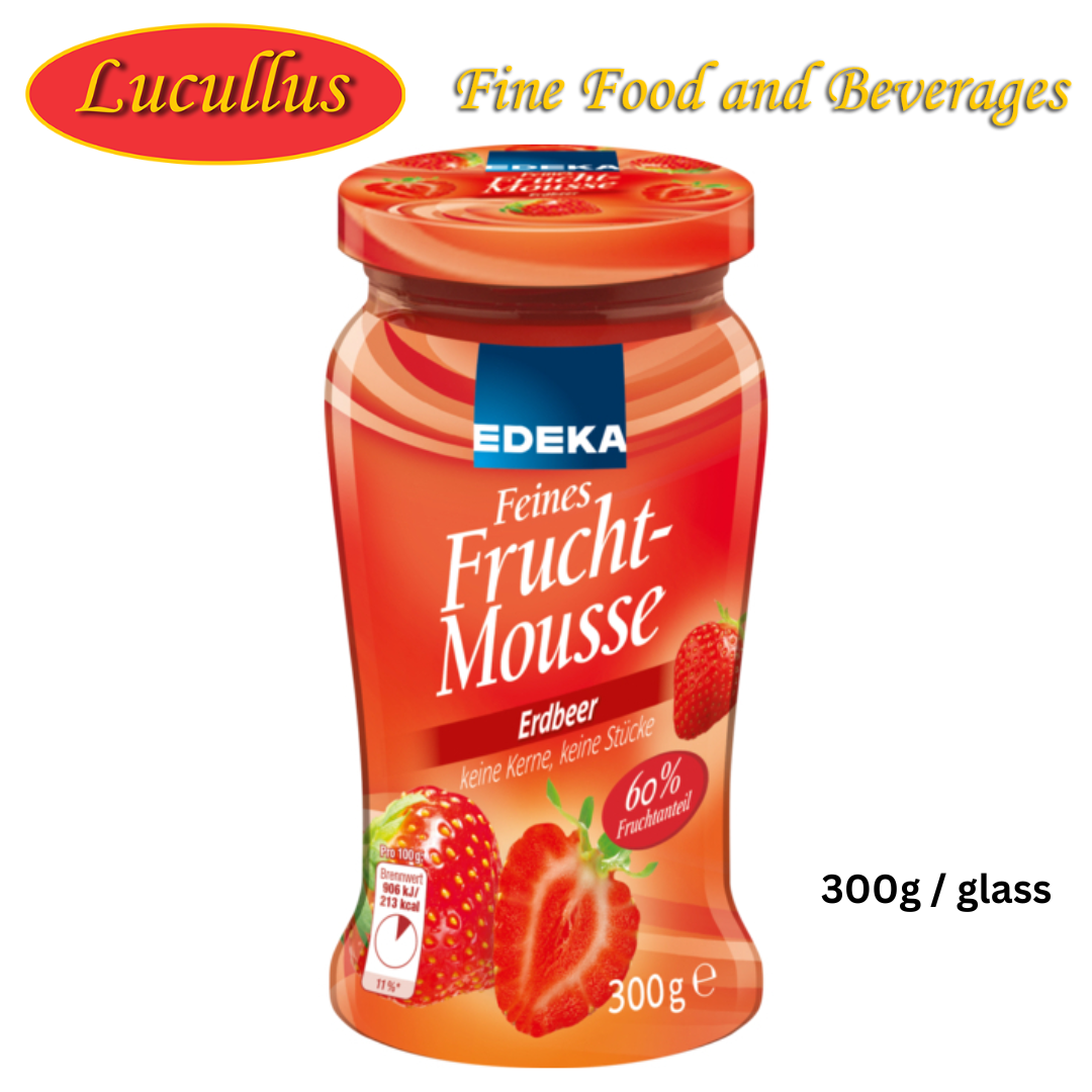 EDEKA - FEINES FRUCHT MOUSSE ERDBEER / FINE FRUIT MOUSSE STRAWBERRY 300G