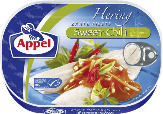 Appel - Herrings Fillet in Sweet Chili Sauce - 200 g can / Heringsfilet in soßer Chilissoße