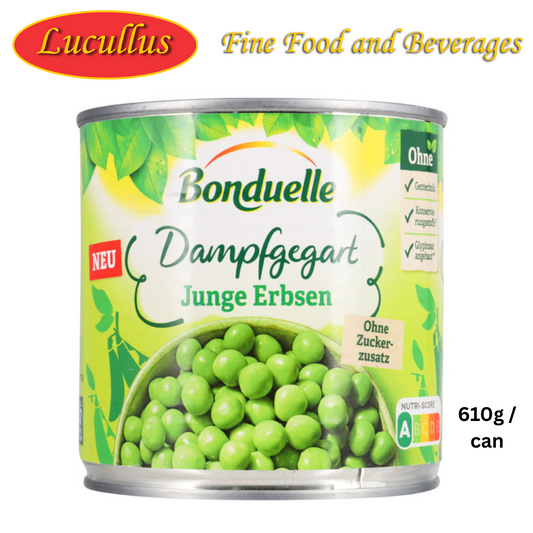 BONDUELLE - JUNGE ERBSEN DAMFGEGART / ERBSEN EXTRAFEIN 610G