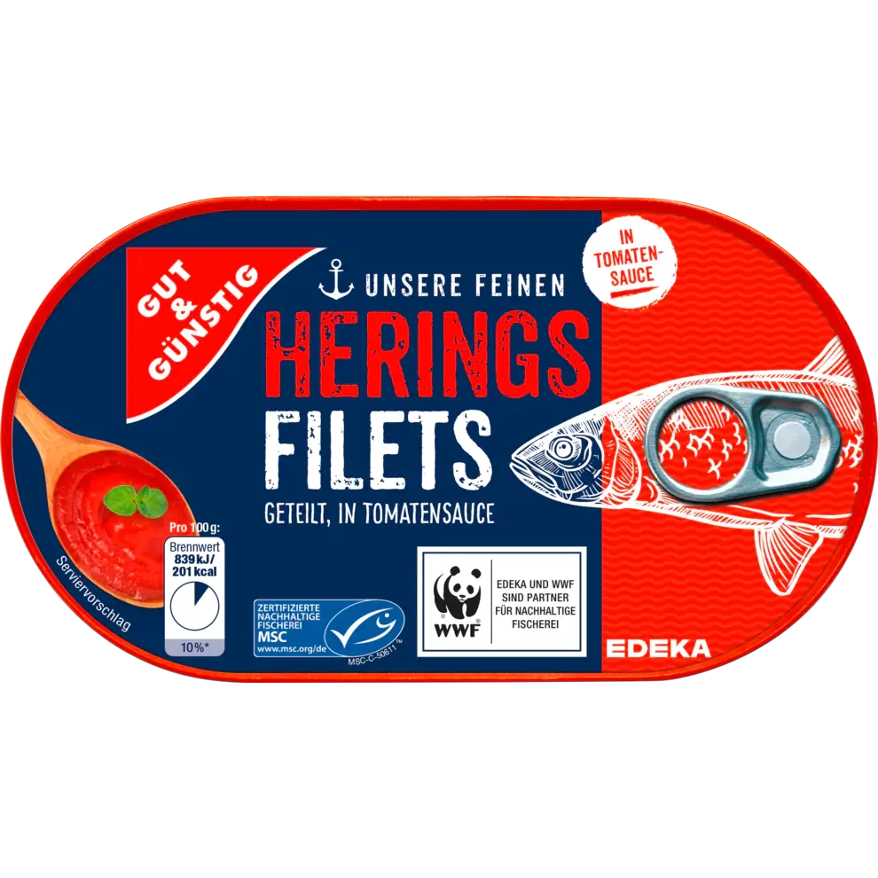 G+G - Herrings Fillet in Tomatensauce- 200 g can / Heringsfilet in Tomato Sauce