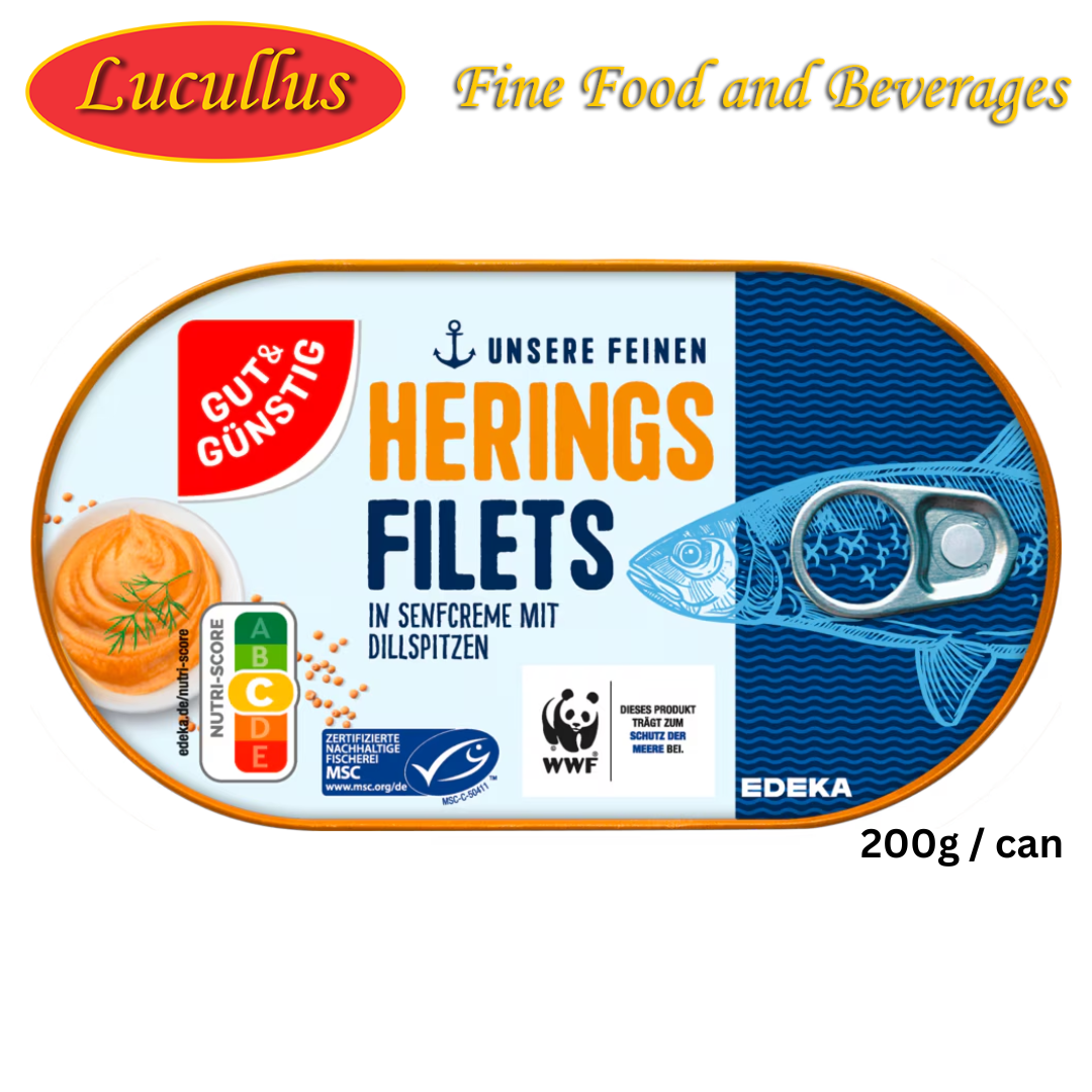 GUT & GÜNSTIG - HERINGSFILET ON SENFCREME / HERRINGS FILLET IN MUSTARD CREAM 200G
