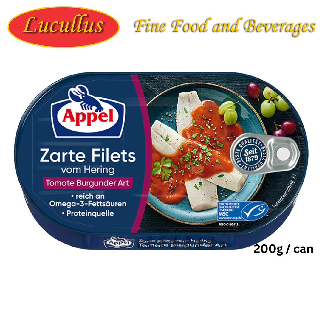 APPEL - HERINGSFILET IN TOMATE BURGUNDER ART / HERINGS FILLET IN BURGUNDY CREME 200G