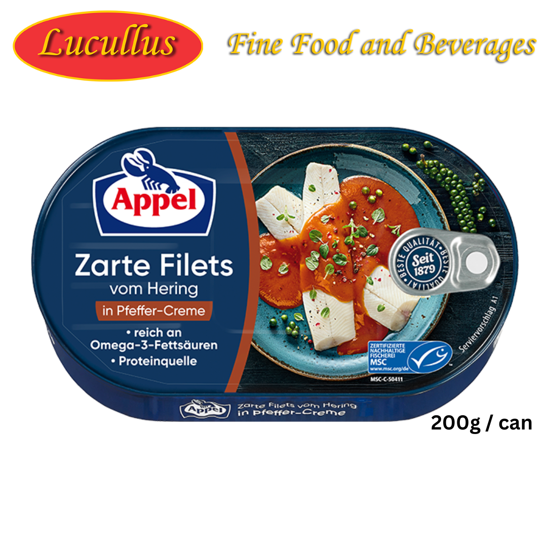 APPEL - HERINGSFILET IN PFEFFERCREME / HERRINGS FILLET IN PEPPER CREAM ... APPEL - HERINGSFILET IN PFEFFERCREME / HERRINGS FILLET IN PEPPER CREAM ...