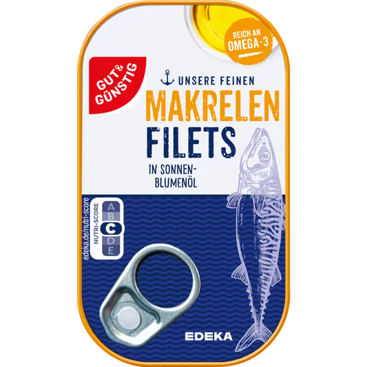 G+G - Mackerel Fillet in Oil - 125 g can / Makrelenfilet in öl