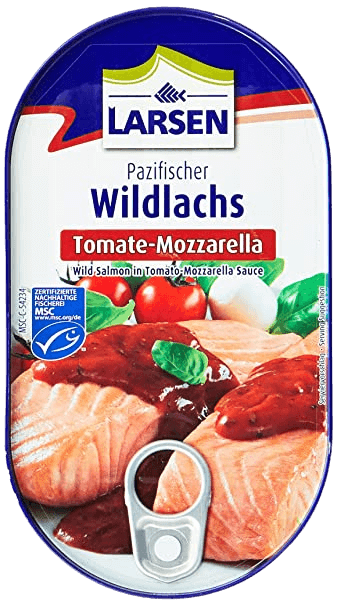 Larsen - Herrings Fillet in Tomato-Mozarella - 200 g can / Heringsfilet in Tomate-Mozzarrella