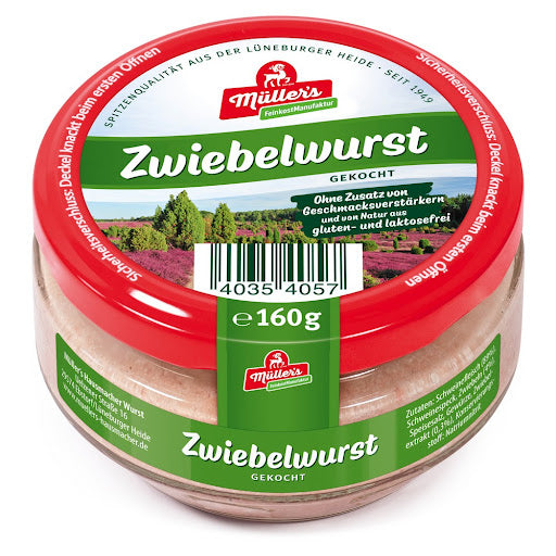 Mueller - Sausage Spread with Onions - 160 g glass / Zwiebelwurst