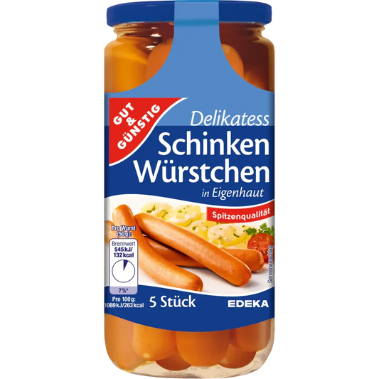 G+G Ham Sausage 5 pcs - 250 g glass / Schinkenwurst