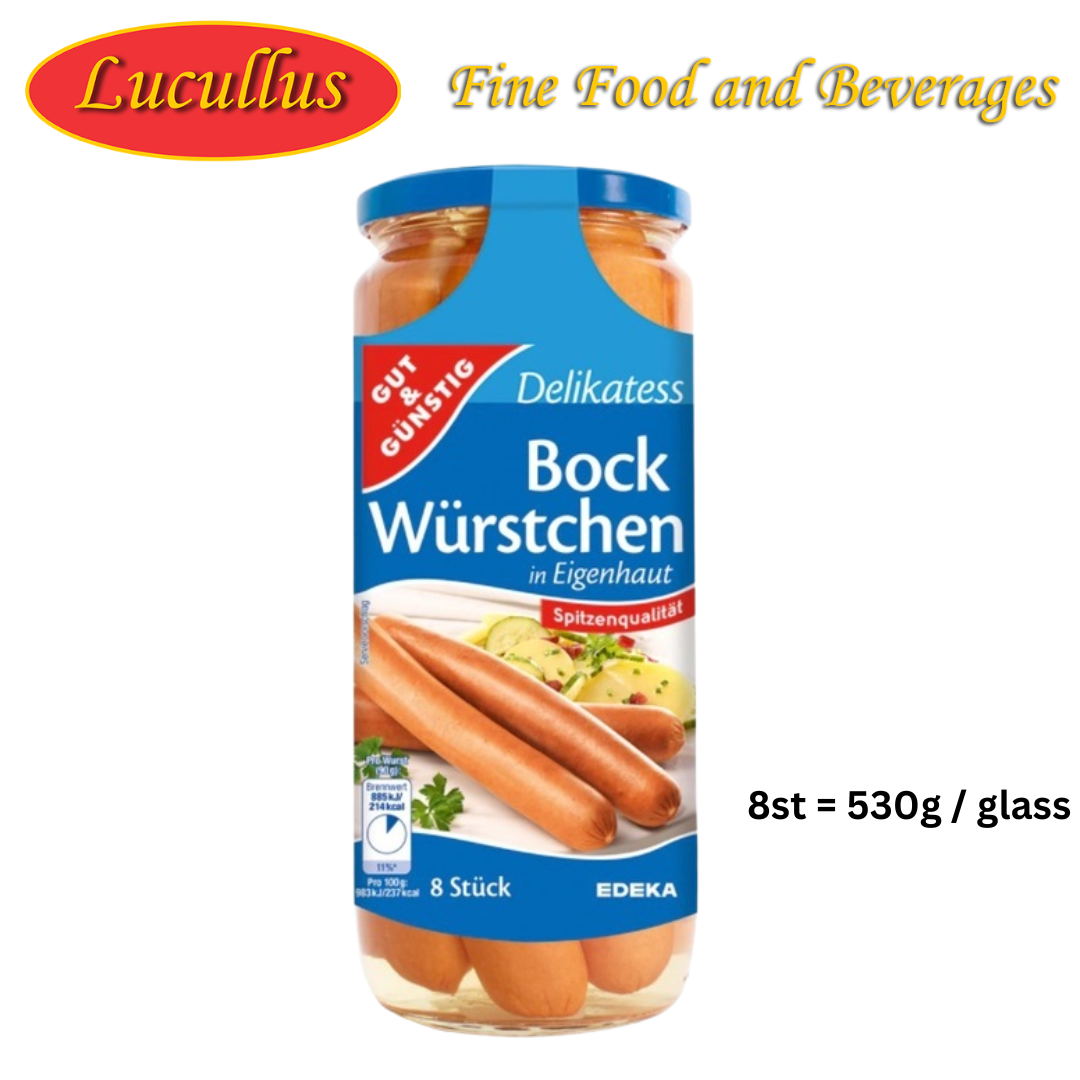 G+G - Delikatess Bockwurst 8 Stück - 530 g Glas / Delikatess Bockwürstchen
