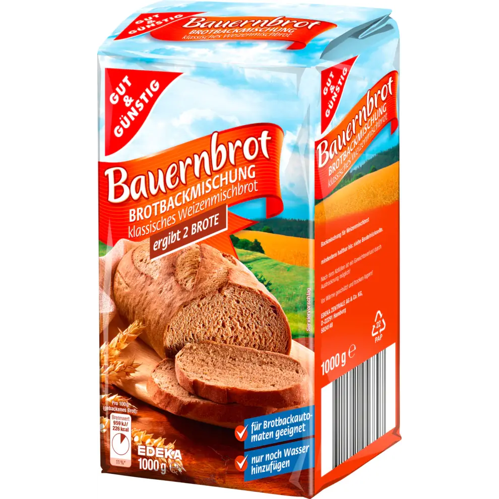 G+G - Rye Bread Mix "Farm Style" - 1 kg pck / Roggen-Bauernbrot Backmischung