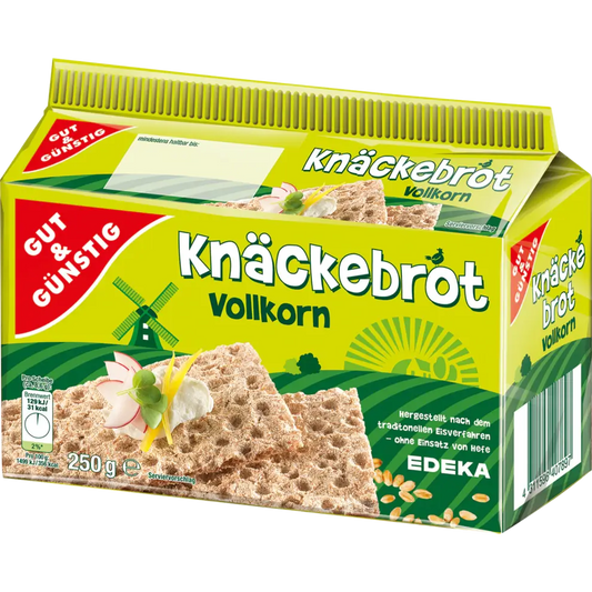 G+G - Crisp Wholegrain Bread - 250 g pck / Knuspriges Vollkorn-Knäckebrot