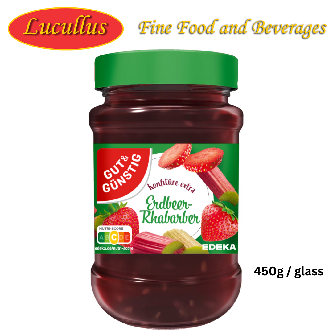 GUT &amp; GÜNSTIG - ERDBIER-RHABARBER-MARMELADE / ERDBEER-RHABARBER-MARMELADE 450G