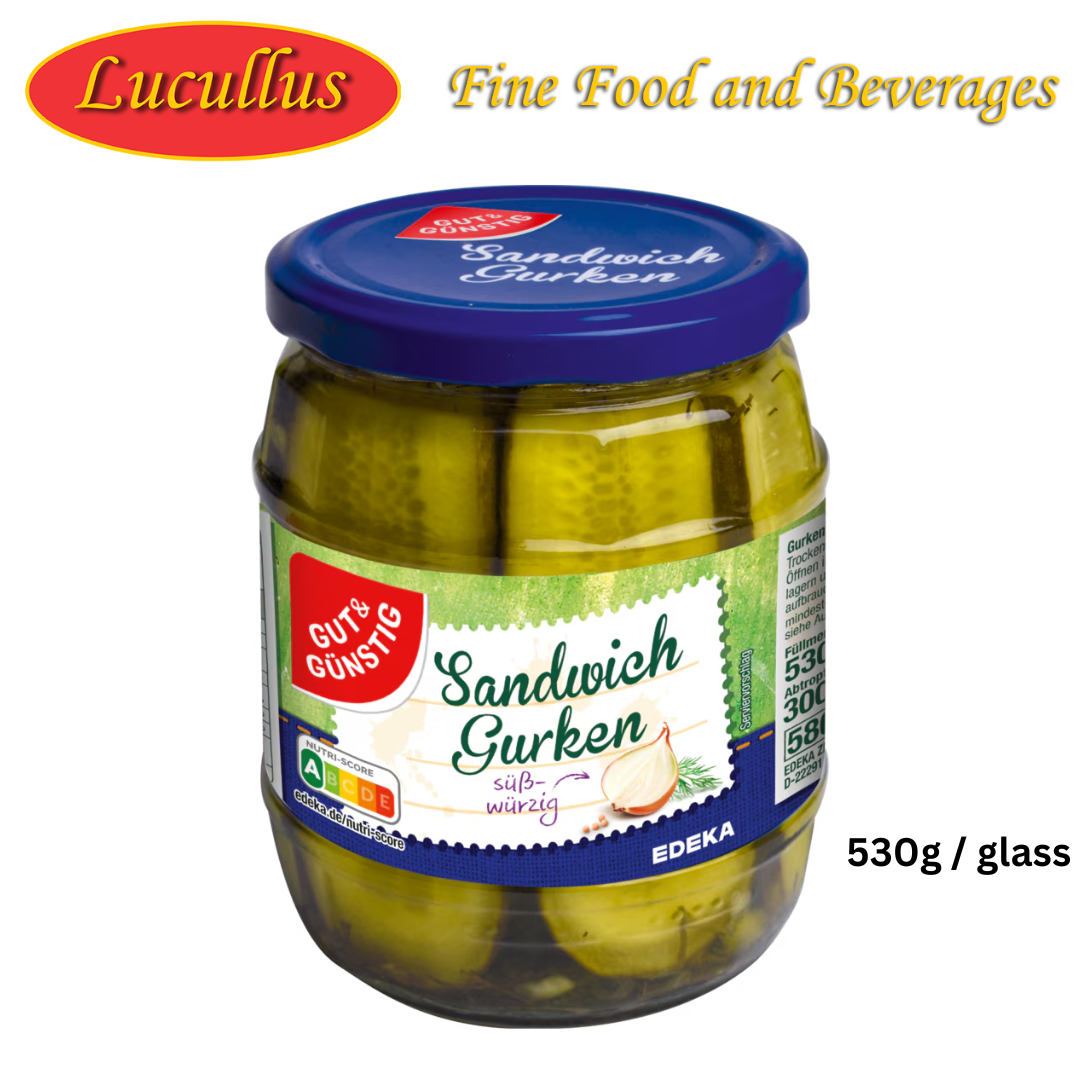 GUT & GÜNSTIG - SANDWICH GURKEN / GHERKINS 530G
